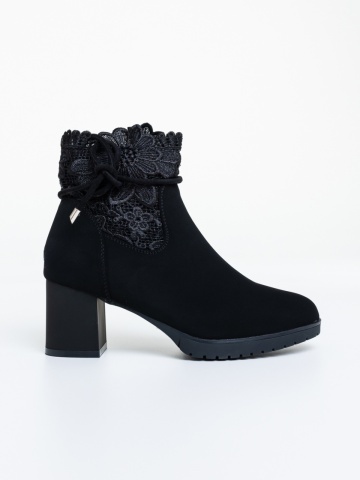 Botine dama cu toc negre din material textil Rajani - Img 4