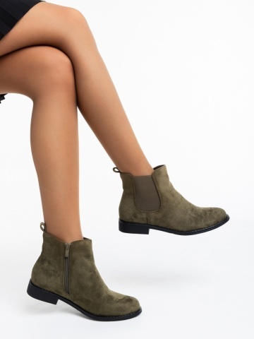 Botine dama verzi din material textil Sauda