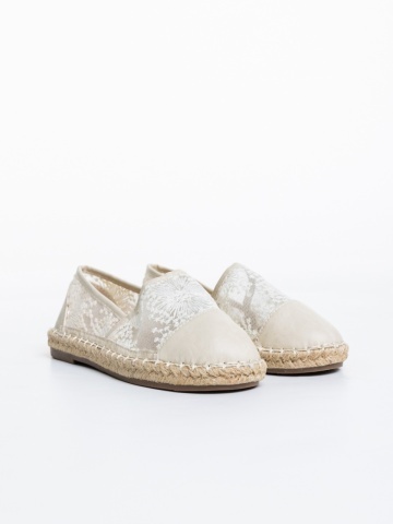 Espadrile copii bej din piele ecologica si material textil Erma