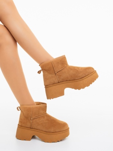 Ghete dama camel din material textil Divisha