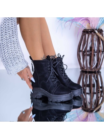 Ghete dama negre din material textil Ayasa