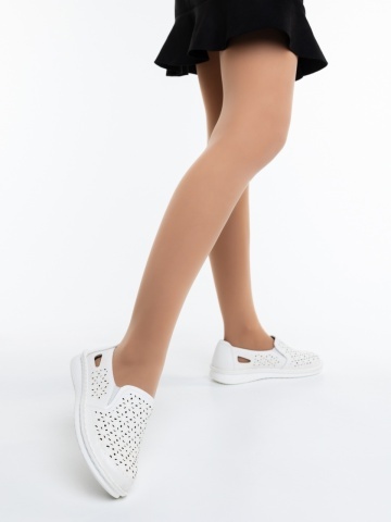 Pantofi casual dama albi din piele ecologica Hasara - Img 2