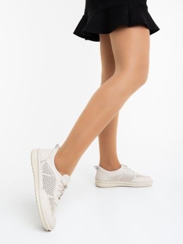 Pantofi casual dama bej din piele ecologica Celona