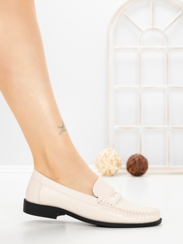 Pantofi casual dama bej din piele ecologica Corenia - Img 5