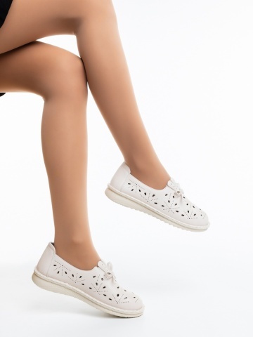 Pantofi casual dama bej din piele ecologica Vanara