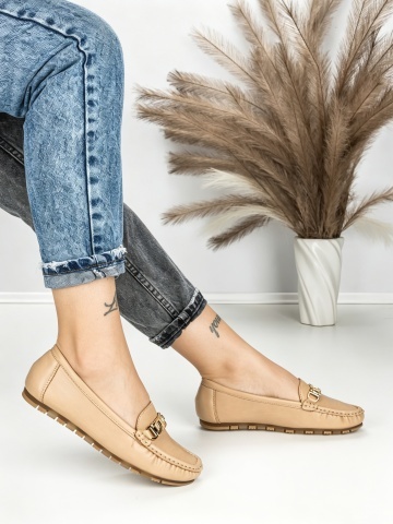 Pantofi casual dama maro deschis din piele ecologica Dazinah