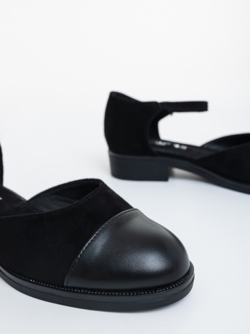 Pantofi casual dama negri din material textil si piele ecologica Mereima - Img 5