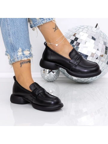 Pantofi casual dama negri din piele ecologica Canena - Img 2
