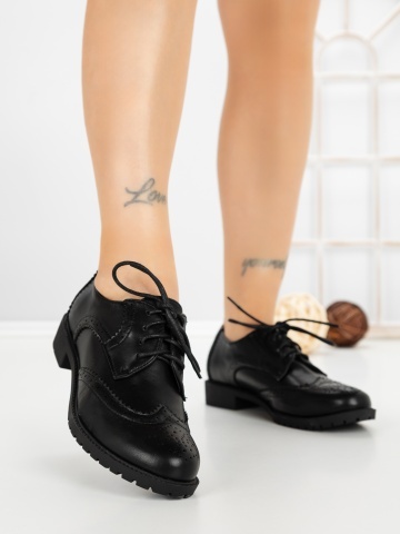 Pantofi casual dama negri din piele ecologica Elaryn