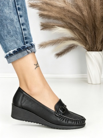Pantofi casual dama negri din piele ecologica Zanzia - Img 5