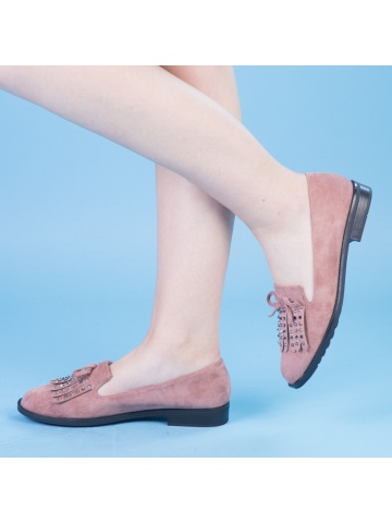 Pantofi casual dama roz din material textil Faylena - Img 2
