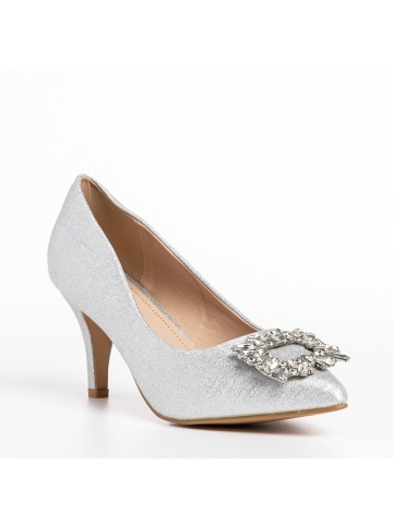 Pantofi dama argintii din material textil Rylie