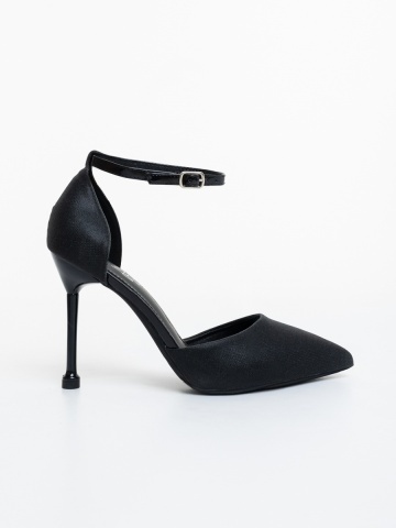 Pantofi dama cu toc negri din material textil Zafara - Img 4