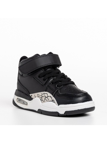 Pantofi sport copii negri din piele ecologica Jaxon