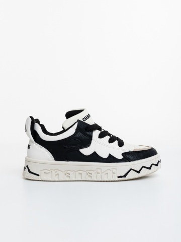 Pantofi sport dama alb cu negru din piele ecologica Manoma - Img 4