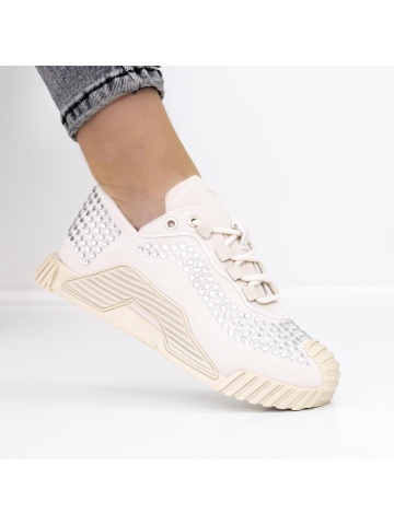 Pantofi sport dama albi din material textil Lucirna - Img 3