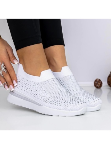 Pantofi sport dama albi din material textil Vorana - Img 4