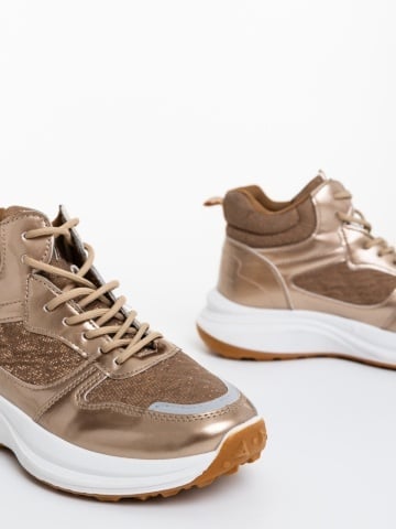 Pantofi sport dama aurii din material textil si material sintetic Varava - Img 5
