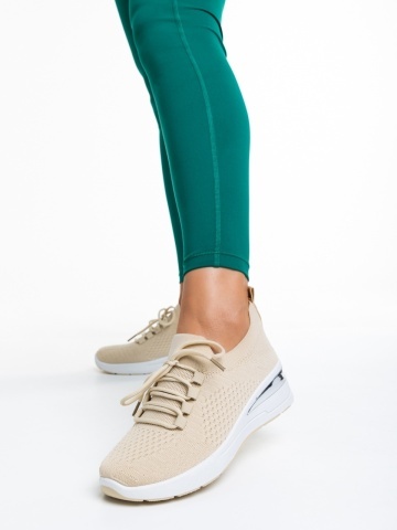 Pantofi sport dama bej din material textil Davinia - Img 6