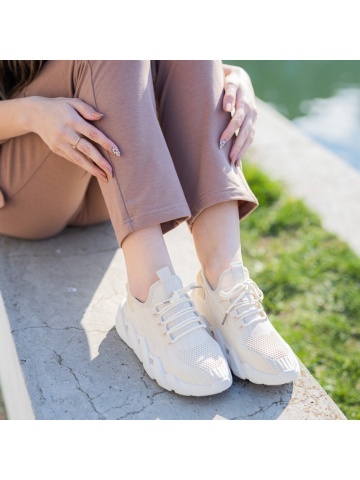 Pantofi sport dama bej din material textil Leanna
