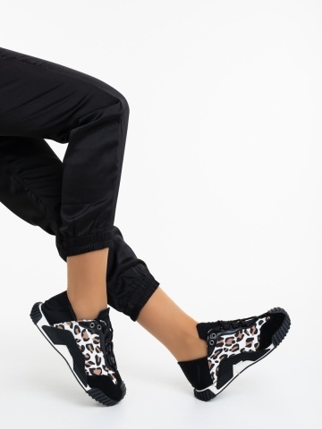 Pantofi sport dama negri cu bej din material textil Jorana