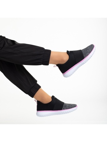 Pantofi sport dama negri cu gri din material textil Sisto - Img 5