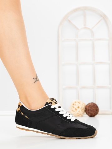 Pantofi sport dama negri din material textil Hossina - Img 4