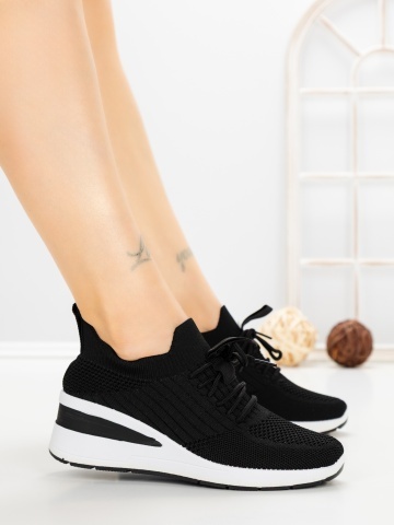Pantofi sport dama negri din material textil Rosavia - Img 3