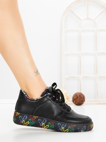 Pantofi sport dama negri din piele ecologica Norisia - Img 5