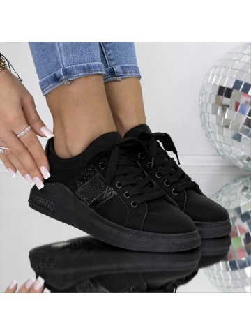 Pantofi sport dama negri din piele ecologica Reana