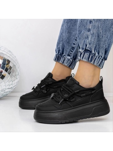 Pantofi sport dama negri din piele ecologica Sebora