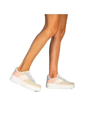 Pantofi sport dama Panema bej cu roz si albastru