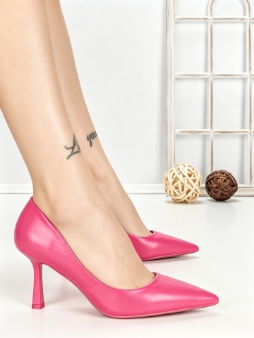 Pantofi stiletto roz din piele ecologica Ulvina - Img 3