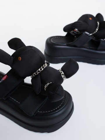 Papuci dama cu platforma negri din piele ecologica Damaris - Img 5