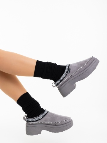 Papuci dama gri din material textil Zafira
