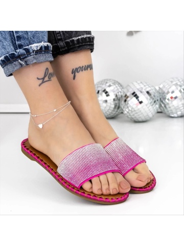 Papuci dama roz din material textil Tylar