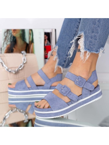 Sandale dama albastre din material textil Avorla