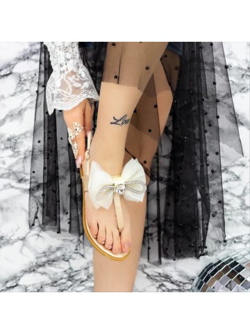 Sandale dama bej din material textil Makara