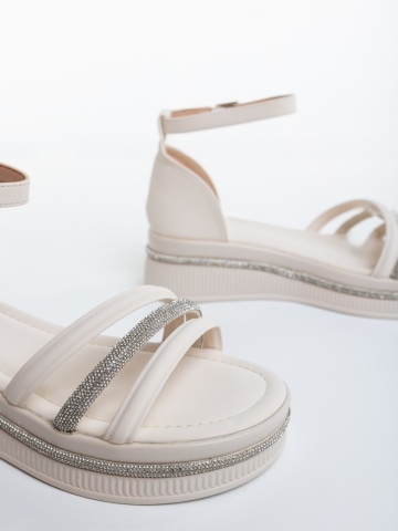 Sandale dama cu platforma bej din piele ecologica Dasima - Img 5