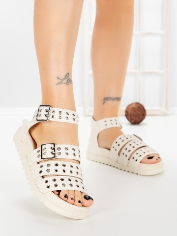 Sandale dama cu platforma bej din piele ecologica Xorenza