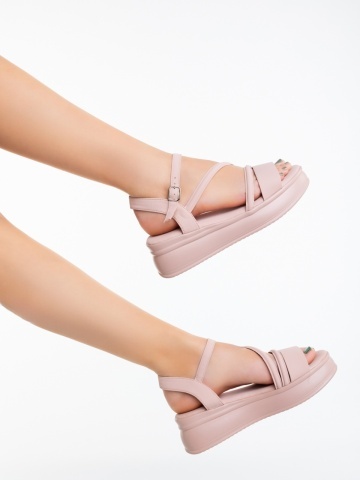 Sandale dama cu platforma roz din piele ecologica Padana - Img 3