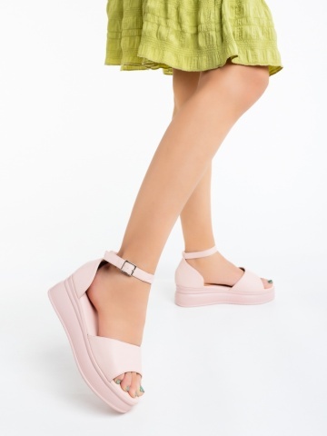 Sandale dama cu platforma roz din piele ecologica Tenuria