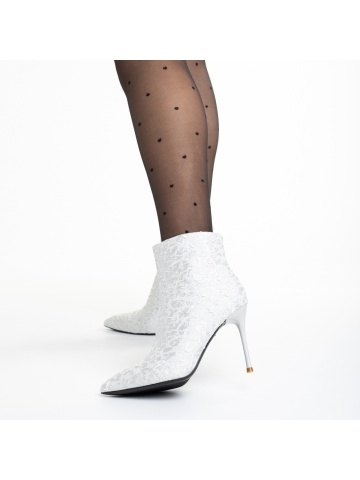 Botine dama albe din material textil Pearlee - Img 2
