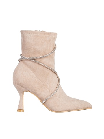 Botine dama bej din material textil cu toc Sommer - Img 5