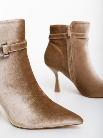Botine dama bej din material textil Laeva - Img 5