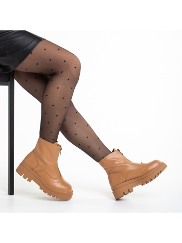 Botine dama camel din piele ecologica Celestina
