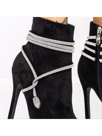Botine dama cu toc negre din material textil Tavanta - Img 3
