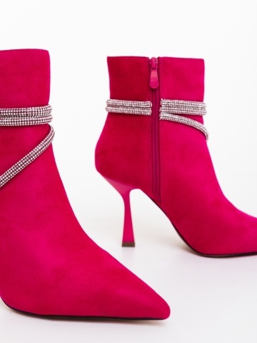 Botine dama fucsia din material textil Lunima - Img 5
