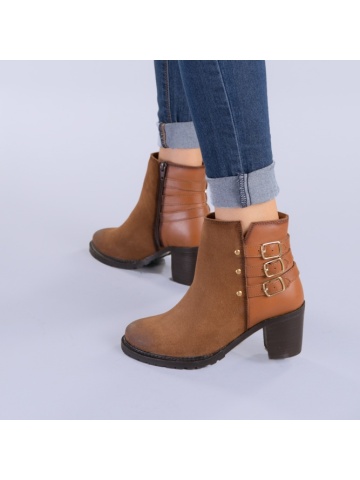 Botine dama piele Figo camel