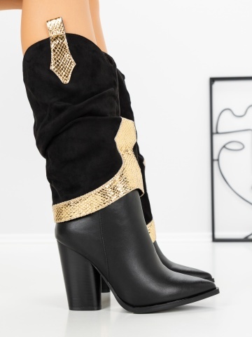 Ciocate dama negre din material textil Azorna - Img 3